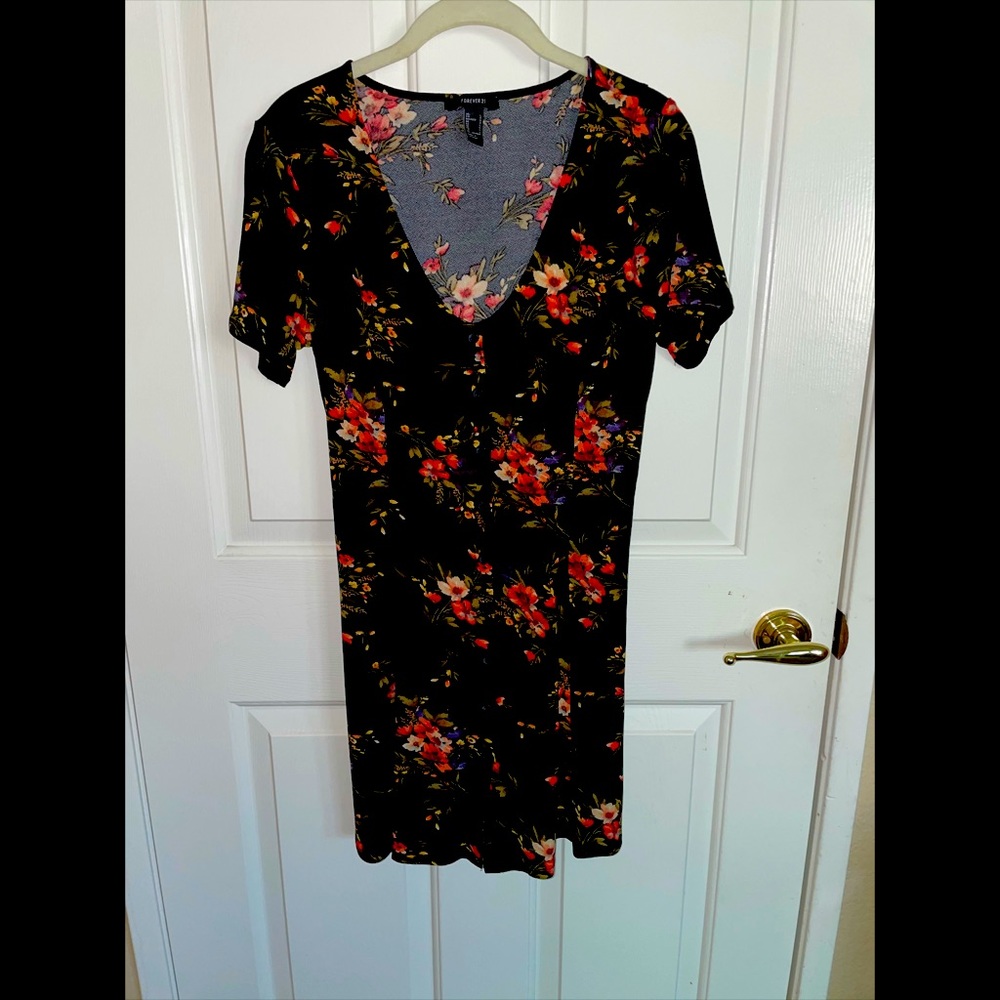 NWOT black and floral dress